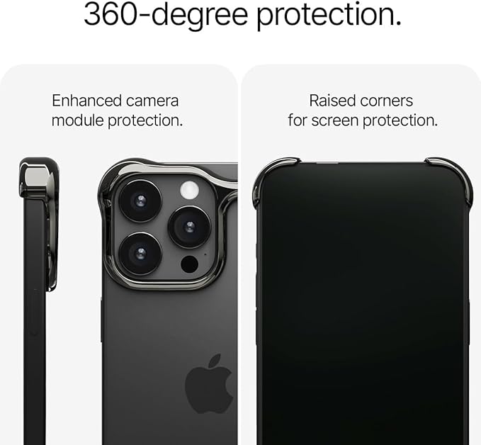 Arc Pulse Compatible with iPhone 16 Pro Max Phone Case (2024), Minimalist Protective Shock Absorption Aerospace Grade Aluminum Shells + Elastomer Inlays Easy Fit 6.9 inch (Aluminum Polished Graphite)