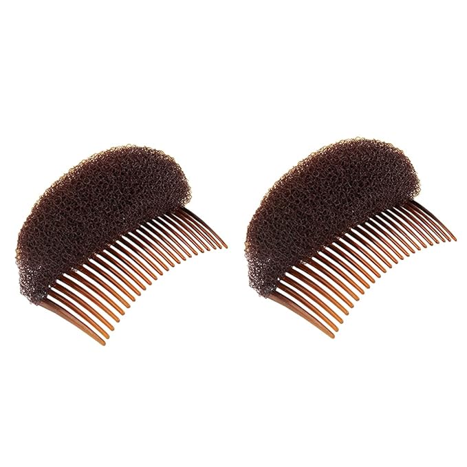 2Pcs 3.3inch Charming Bump It Up Volume Inserts Sponge Foam Hair Comb Do Beehive Hair Stick Bun Maker Tool Hair Base Styling Accessories Hair Increasing Tool (Brown)