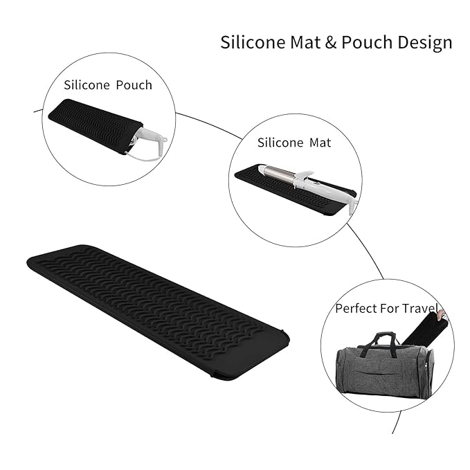 Heat Resistant Travel Mat Pouch for Hair Straighteners,Crimping Irons,Curling Wands,Flat Irons and Styling Tools