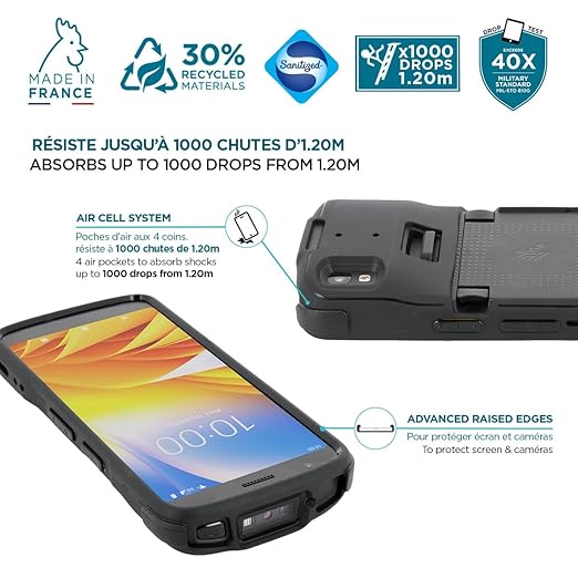 Mobilis Rugged Case for Zebra TC22 TC27 Mobile Computer, Reinforced Protective Case, Military Grade Shockproof, Compatible with Charging Accessories, Recycled Materials, Black