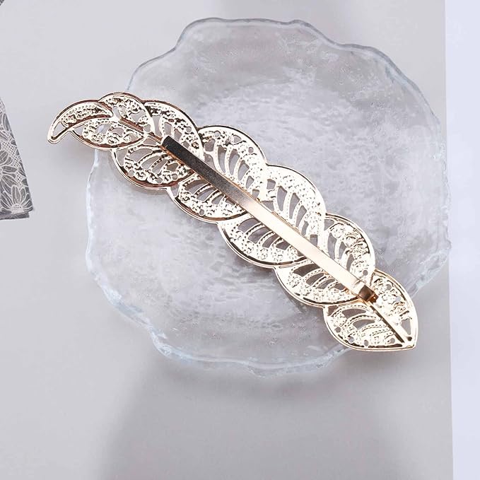 Boho Leaf Hair Clip Hairpin Hollow Leaf Barrette Hair Clips Vintage Gold Bobby Pin Hair Barrette Bridal Hair Pin Decorative Hair Accessories for Women and Girl Headpiece