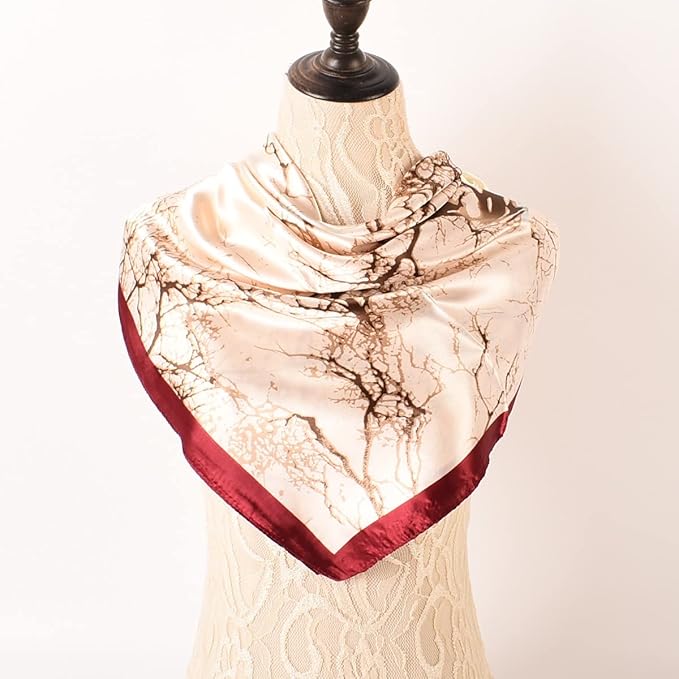35 x 35 Women's Fashion Pattern Large Square Silk Like Hair Scarf Head Sleeping Wrap Satin Neck Bandana for Gift…