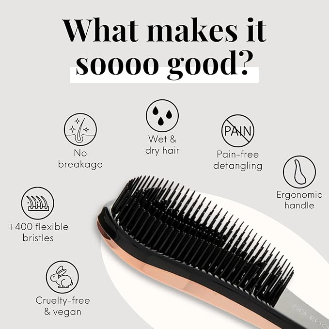 Lily England Teen Girl Gifts Trendy Stuff - Gentle Detangler Hair Brush for Curly, Thick, Straight & Natural Hair - Attractive Gift for Teen Girls with Flexible Bristles for Wet & Dry Hair, Rose-Gold