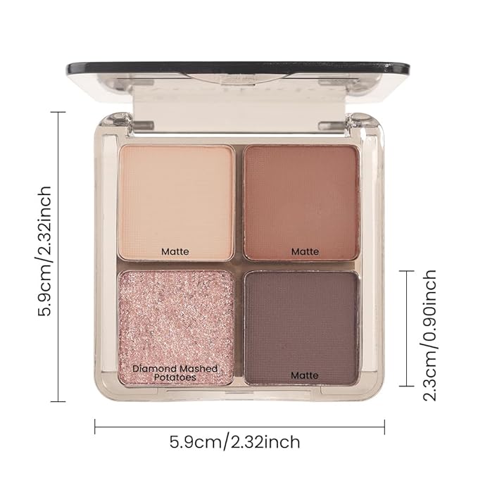 Eyeshadow Quads Glitter Matte Eyeshadow Palette,Nude Coffee Champagne Gold Dark Brown Sparkly Eyeshadow Palette Makeup, Everyday Nature Long-Lasting Waterproof Women Girls Eye Shadow 2# Nude Brown