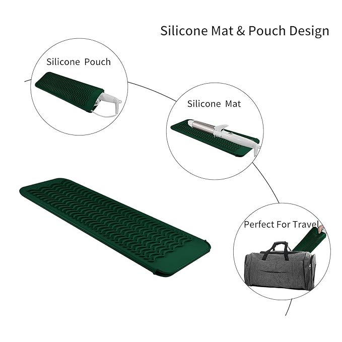 Heat Resistant Travel Mat Pouch for Hair Straighteners,Crimping Irons,Curling Wands,Flat Irons and Styling Tools