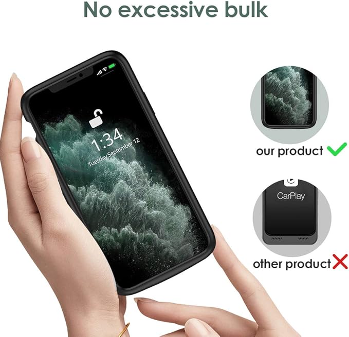 NEWDERY Battery Case for iPhone 11 Pro Max, 10000mAh Portable Protective Charging Case Extended Rechargeable Battery Power Bank for 6.5 Inch iPhone 11 Pro Max (Black)