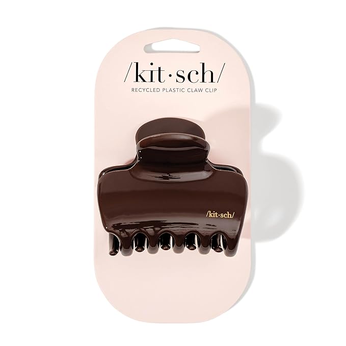 Kitsch Plastic Puffy Claw Clip for Women - 3.15 Inches Claw Clips for Full or Half Ponytail, Secure Hold for Thick Hair, Ideal for Everyday Use, Stylish Hair Accessories - Chocolate, 1pc