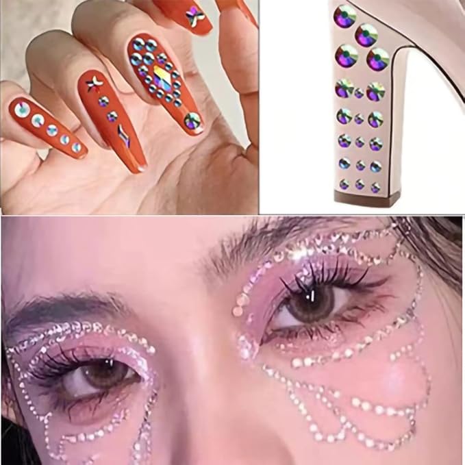9 Sheets Eye Body Face Gems Makeup Jewels Rhinestone Stickers Self Adhesive Crystal Rainbow Makeup Diamonds Face Stick Gems for Women Festival Accessory and Nail Art Decorations