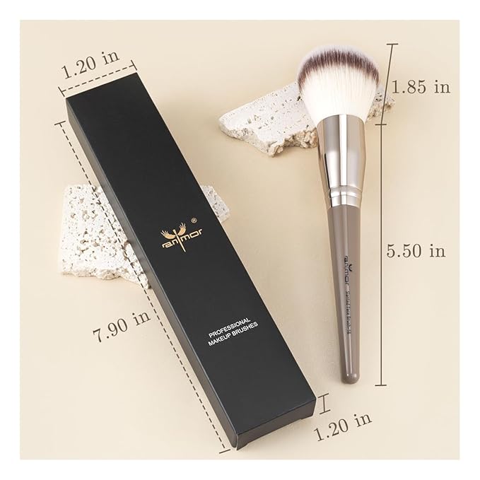 Anmor Powder Brush, Professional Large Fluffy Powder Blush Makeup Brush, Perfect for Blush Bronzer and Setting Powder, Luxurious Soft Synthetic Bristles