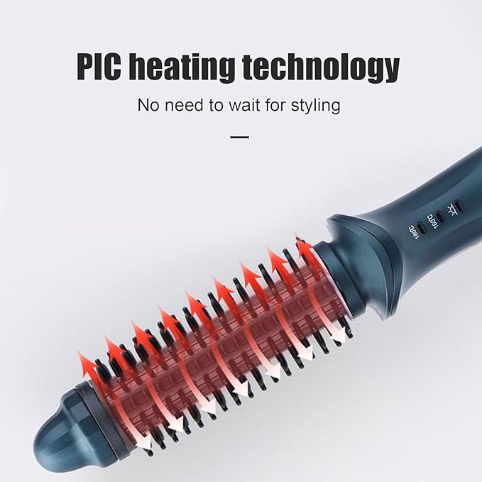 2 In 1 Curling Brush Straight Curly, Curling Iron Hair Dual Purpose Green Portable Thermostatic Electric Hair Brush US Plug 110V
