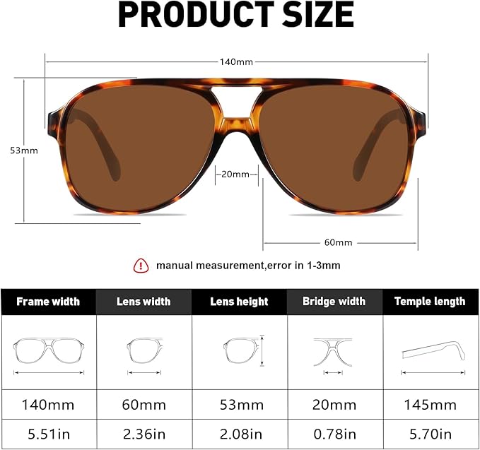 YDAOWKN Retro Aviator Sunglasses for Women Mens Large Frame Classic Vintage 70s Sun Glasses Aviators