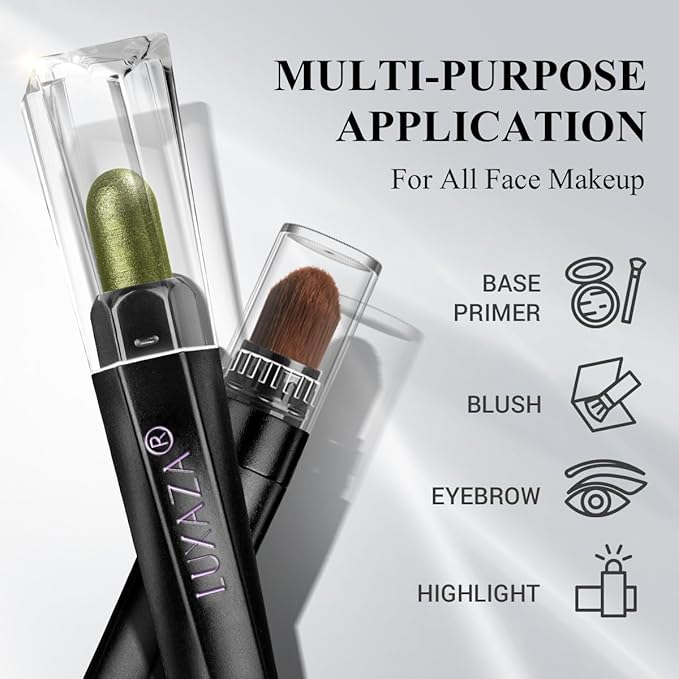 Neutral Eyeshadow Stick Makeup Set, Green Metallic Shimmer Matte Cream Eye Shadow Eyeliner Brightener Pencil Crayon - FIREFLIES LIGHT