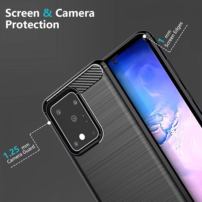 for Samsung Galaxy S20 Ultra Phone case, Shockproof, Scratch Resistant Carbon Fiber Jacket, Soft TPU, for Galaxy S20 Ultra case (Black)
