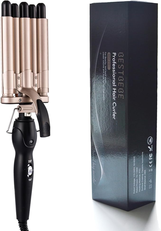 5-Barrel 15mm Egg Roll Hair Curler Hair Curling Iron Hair Waver Hair Crimper Adjustable Hair Styling Tool