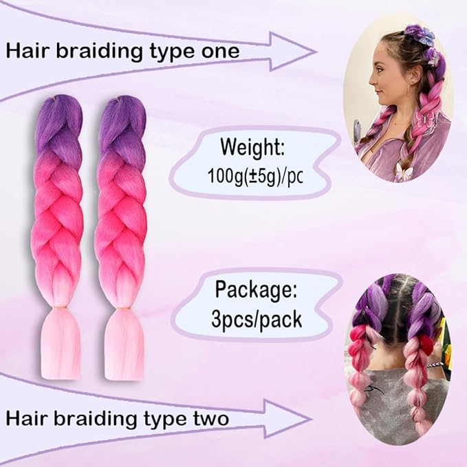 Ombre Braiding hair synthetic Crochet braids twist 24inch 3pcs/lot 100g Ombre two three tone Jumbo braid hair extensions Dreadlocks