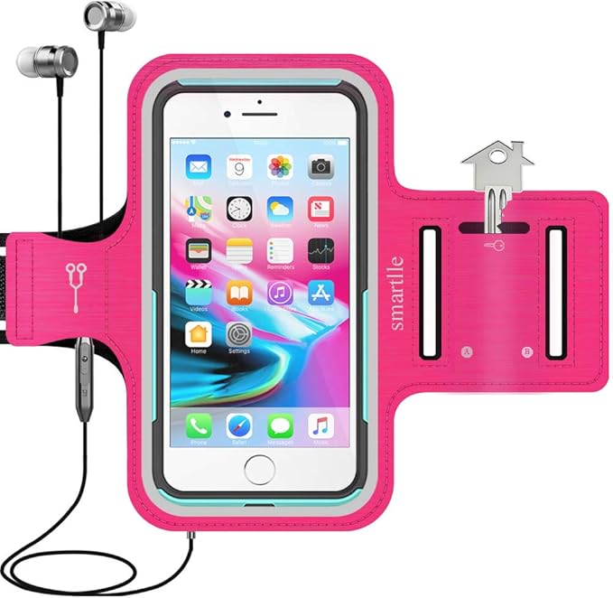 Arm Phone Holder for Running, Armband Cellphone for iPhone 15 14 13 12 11 Pro Max/XR/8 7 6s Plus, for Galaxy A/S/Note Up to 6.9’’, for Exercise Gym Fitness Sports Gear -Pink