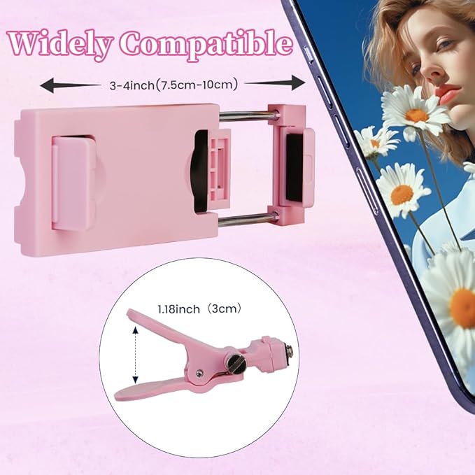Inspack 60 LED Selfie Light for iPhone, with Back Clip & Front, Portable Phone Clip for Tiktok Video Recording, Zoom Calls Lighting Computer, High Power Rechargeable with 3 Light Modes, Pink