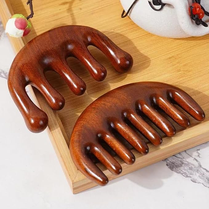 1Pc Scalp Massager Combs, Anti-Static Natural Wooden Wide Tooth Comb Sandalwood Scalp Massage Gua Sha Head Massage Comb Scalp Stimulator for Hair Growth for Women Gift Styling Tools and Appliances