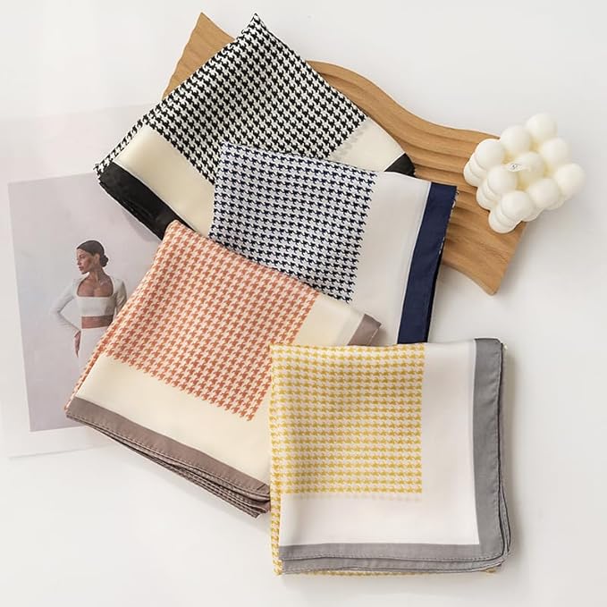 MINIDORA Satin Scarves for Women 27.5 × 27.5 inches Medium Square Elegant Silk Feeling Head Scarf
