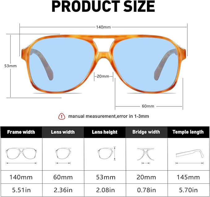 YDAOWKN Retro Aviator Sunglasses for Women Mens Large Frame Classic Vintage 70s Sun Glasses Aviators