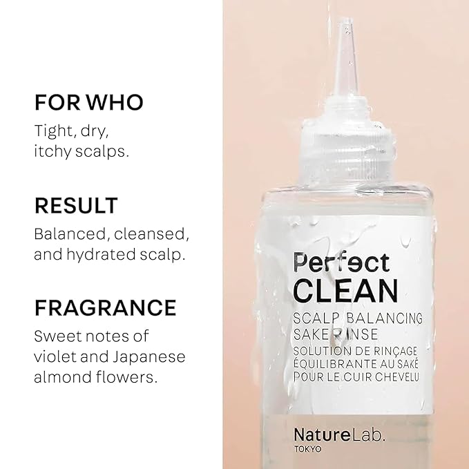 NATURELAB. TOKYO Perfect Clean Clarifying Scalp Scrub 2-in-1 Shampoo and Scalp Scrub Hair Treatment (8.1 oz) & Perfect Clean Scalp Balancing Sake Rinse (7 oz)