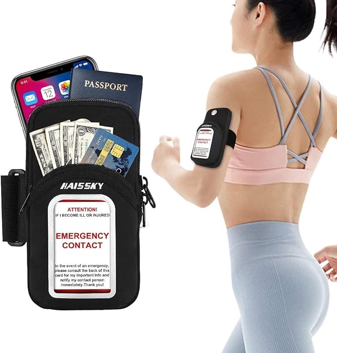 Phone Holder for Running Workout Exercise Sports Phone Arm Bands Pouch Bag, Running Armband for iPhone16 15 14 13 12 11 Pro Max XS XR X Plus Samsung Galaxy Up to 6.9"