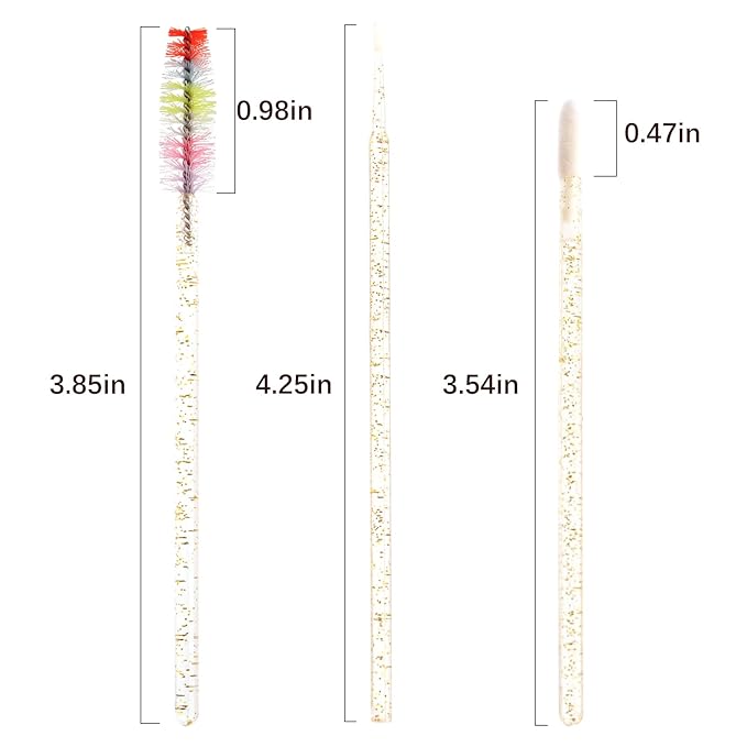 300 PCS Eyelash Extension Supplies Kit, Disposable Micro Swab,Crystal Eyebrow Spoolie Lash Brush, Lip Gloss Brush, Mascara Wand Applicator(colorful+gold)