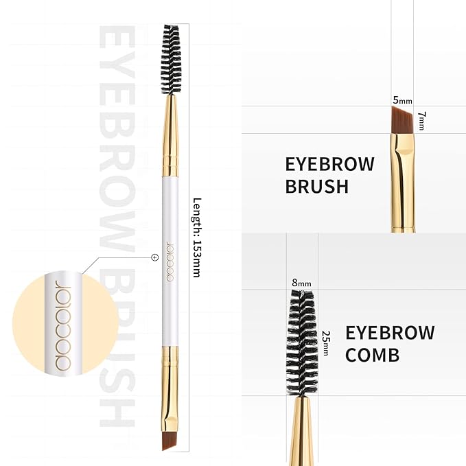 Docolor Eyebrow Brush Duo Eyebrow Spoolie Professional Angled Eye Brow Brush Perfect for Lining and Shaping Brows, Spoolie for Brows or Lashes White