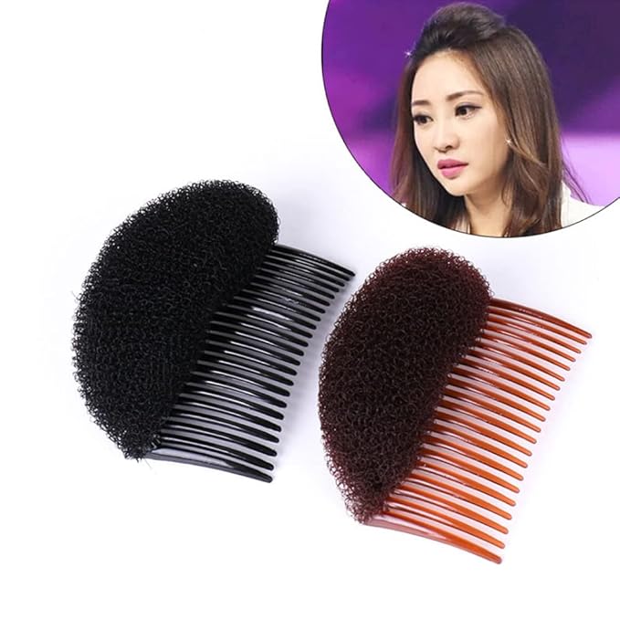 2Pcs 3.3inch Charming Bump It Up Volume Inserts Sponge Foam Hair Comb Do Beehive Hair Stick Bun Maker Tool Hair Base Styling Accessories Hair Increasing Tool (Brown)
