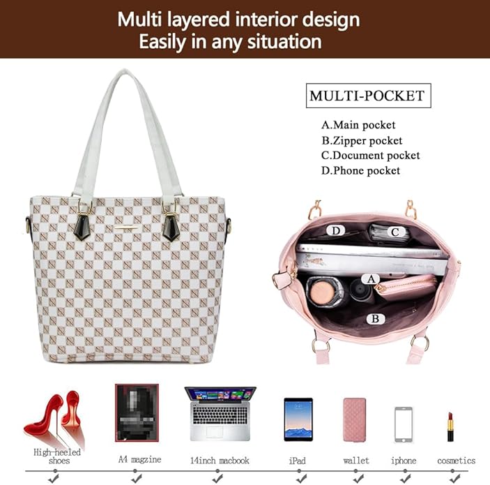 2E-youth Designer Purses and Handbags for Women Satchel Shoulder Bag Tote Top Handle Bag