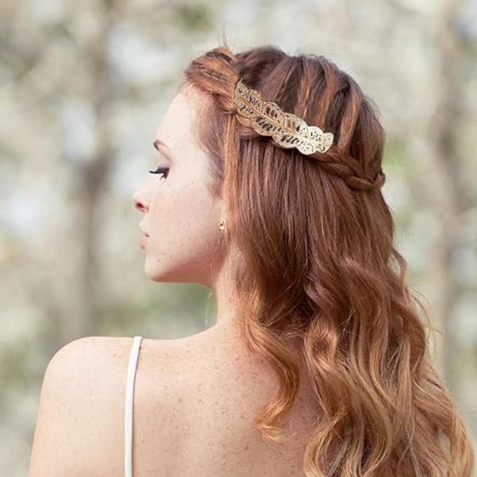 Boho Leaf Hair Clip Hairpin Hollow Leaf Barrette Hair Clips Vintage Gold Bobby Pin Hair Barrette Bridal Hair Pin Decorative Hair Accessories for Women and Girl Headpiece