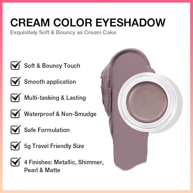 evpct Matte Espresso Coffee Brown Single Cream Eye Shadow Palette Pot Makeup for Older Women, Highly Pigmented Monochrome Cream to Powder Eyeshadow Palette Matte Liquid eyeshadow, Natural Waterproof