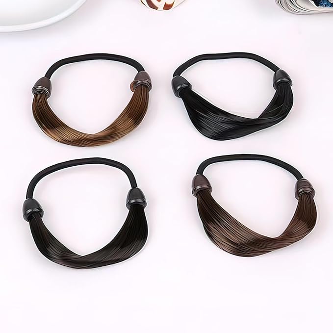 8 Pcs Elastic Wig Hair Ties for Women - Imitation Head Ropes High Ponytail Holders - Invisible, Long Hair Styling Accessories for Daily Use (4 Color)