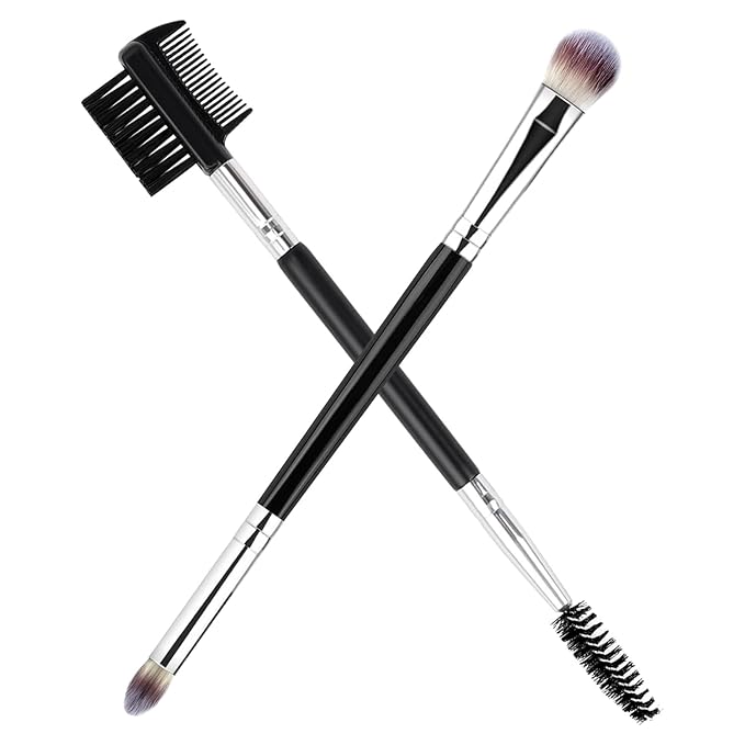 1PCS 3 Head Eyebrow Eyelash Shaper Eyelash Comb for Separating Lashes Shaping Brow+1PCS Professional Blending Eyeshadow Brush Eye Makeup Brush for Concealer Eyebrows Eyeliner Makeup Tool