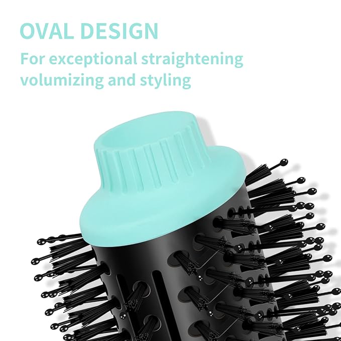 Hot Air Brush, Aima Beauty Professional One Step Hair Dryer & Volumizer 4 in 1 Upgrade Anti-Scald Negative Ionic Technology for All Hair Types, Light Green