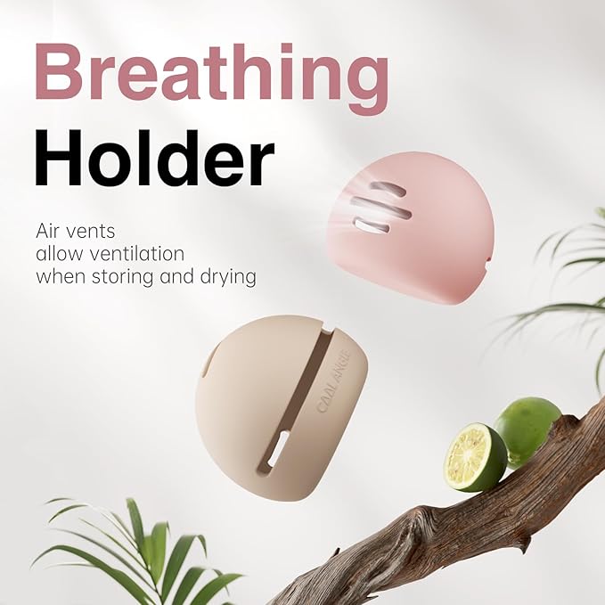 2Pcs Makeup Sponge Holder Silicone Beauty Sponge Holder Makeup Blender Case for Travel 2 in 1 Stand Storage For Quick Drying Khaki+Khaki