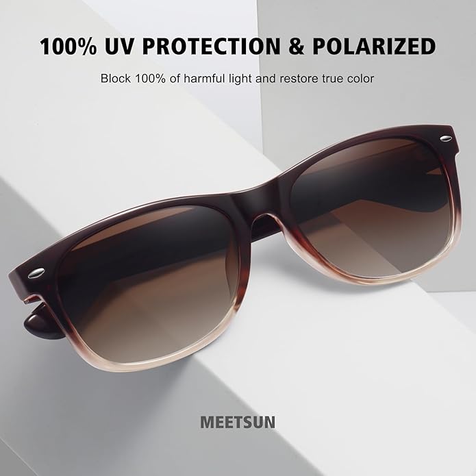 MEETSUN Classic Polarized Sunglasses for Women Men Trendy Retro Sun Glasses for Driving UV Protection (3 Pack)