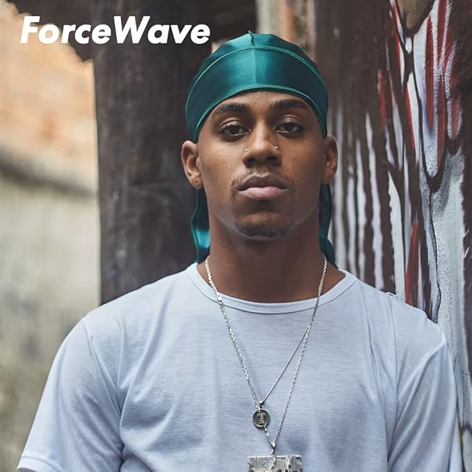 4PCS Silky Durags for Men Women 360 Waves with 1 Wave Cap, Silky Satin Durag Extra Long Tails