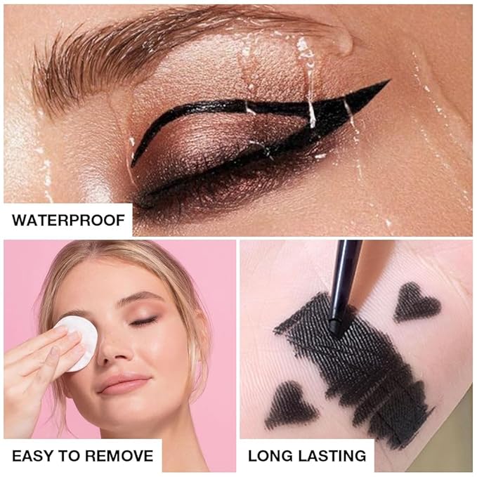 6PCS Automatic Waterproof Inner Eyeliner, Eyeshadow & Eyebrow Pencil – Multi-Use Cream Pen for Liner, Shadow & Brows (Black2)