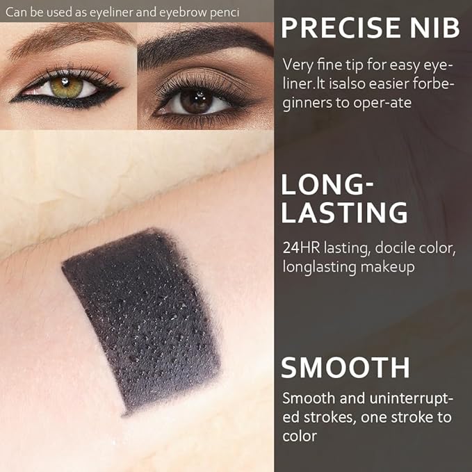 6 Pcs Black Eye liner Pen Set with Sharpener, Wooden Voluminous Smoldering Eye liner, Smooth Creamy Matte Tattoo Pencils for Women,Hairline Eyebrow Makeup (6Pcs-Smooth Creamy Black Sticks)