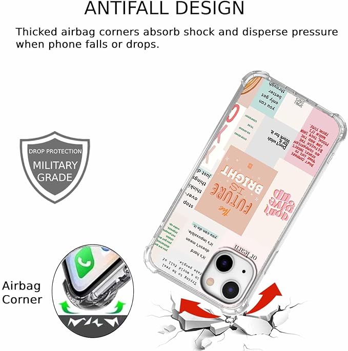 Case for iPhone 15 Plus with Motivational Quotes Design,Encouraging Words Collage Pattern for Teen,Soft TPU Bumper Phone Cover(15plus,Positive)