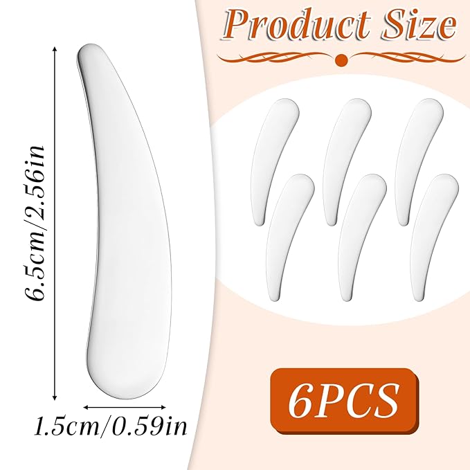 6pcs Mini Metal Cosmetic Spatulas,Reusable Skincare Spatula Face Cream Spatula Skincare Scoop Applicator for Eye Cream, Skin Care Creams, Essences Beauty Accessories