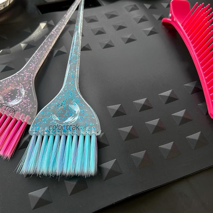 Colortrak Heat-Resistant Styling Station Mat, Silicone Mat Prevents Work Surfaces from Heat Damage of Styling Tools, Prevent Tool from Falling or Slipping, Black, 9 x 11 inches