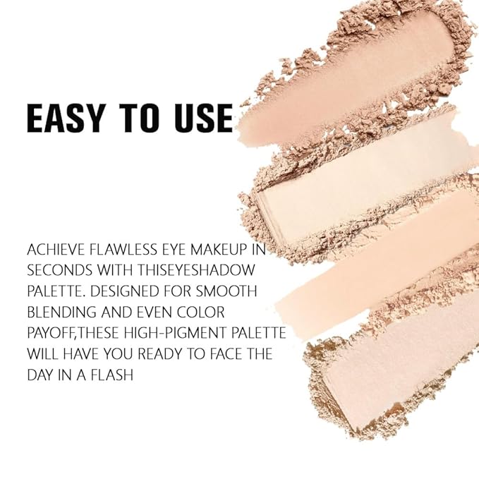 4 Colors Light Beige Nude Soft Pink Ivory Eye Shadow Palette Makeup, Neutral Matte Shimmer Eyeshadow Palette for Women Highly Pigmented Waterproof, paleta de sombras de ojos, Vegan & Cruelty-free 10