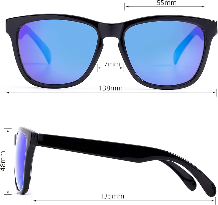 COLOSSEIN Sunglasses Womens,Classic Square Frame UV400 Mirrored Lens,Sunglasses Fit For Beach,Vacation,Driving