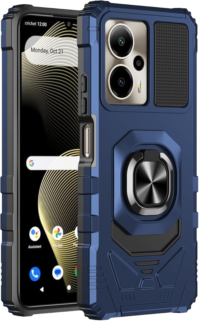 for Cricket Outlast 5G 2024 Case/AT&T Motivate Pro 5G Case with Screen Protector,Dual Layer Military Grade Protection with Ring Stand Phone Case for Cricket Outlast 5G/ATT Motivate Pro 5G Blue