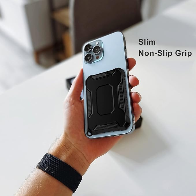 2 Pack Case Compatible with Magsafe Battery Pack Cover, Slim TPU Carbon Fiber Design Protective Case Cover with Keychain Anti-Shockproof Rugged Bumper Shell for Magsafe Battery Pack Black/Blue