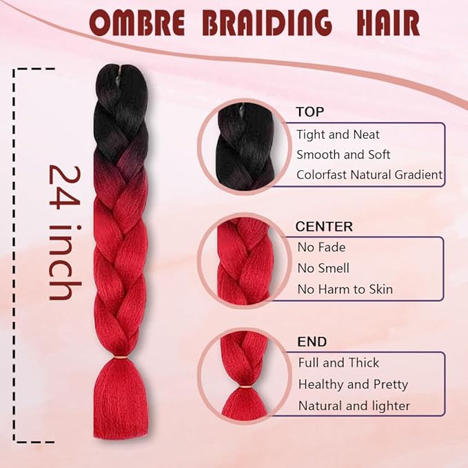 Ombre Braiding hair synthetic Crochet braids twist 24inch 3pcs/lot 100g Ombre two three tone Jumbo braid hair extensions Dreadlocks