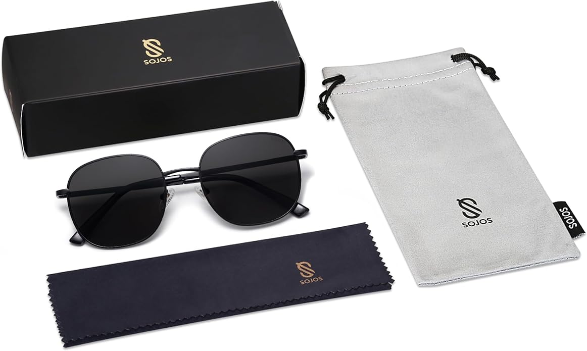 SOJOS Classic Trendy Square Sunglasses for Women Men Cute Big Frame Gold Shades SJ1137