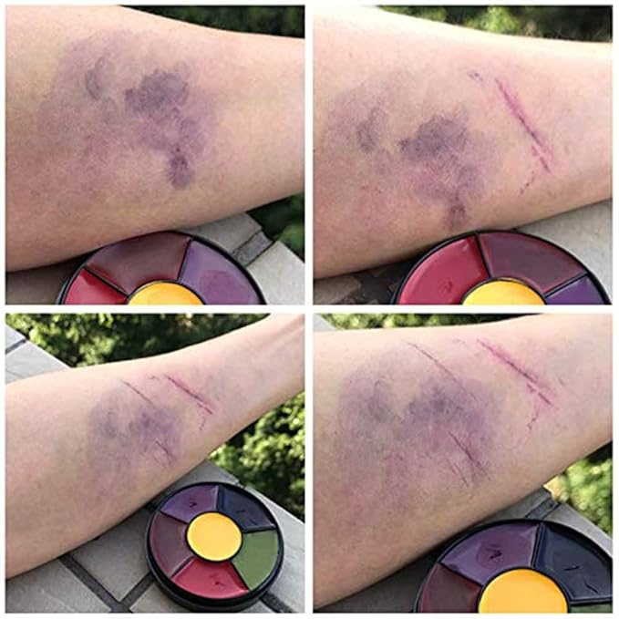 Mysense Liquid Latex Scar Wax SFX Makeup Kit for Fake Scars Wounds Burns With 6 Color Bruise Wheel Face Body Paint Stage Blood Coagulated Blood Gel and Spatula Sponges Q-tips